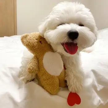 קטיפה רכה כלב צעצוע מרתק משעשע כלב צעצוע דוב חמוד עיצוב עם המצפצף מקומטים תכונות מחמד פאזל צעצוע לכלבים כיף